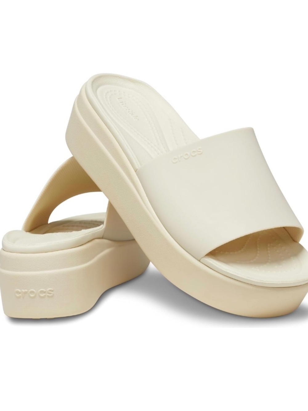 Crocs Brooklyn Platform Slides Sandal, Bone - Picture 2 of 3